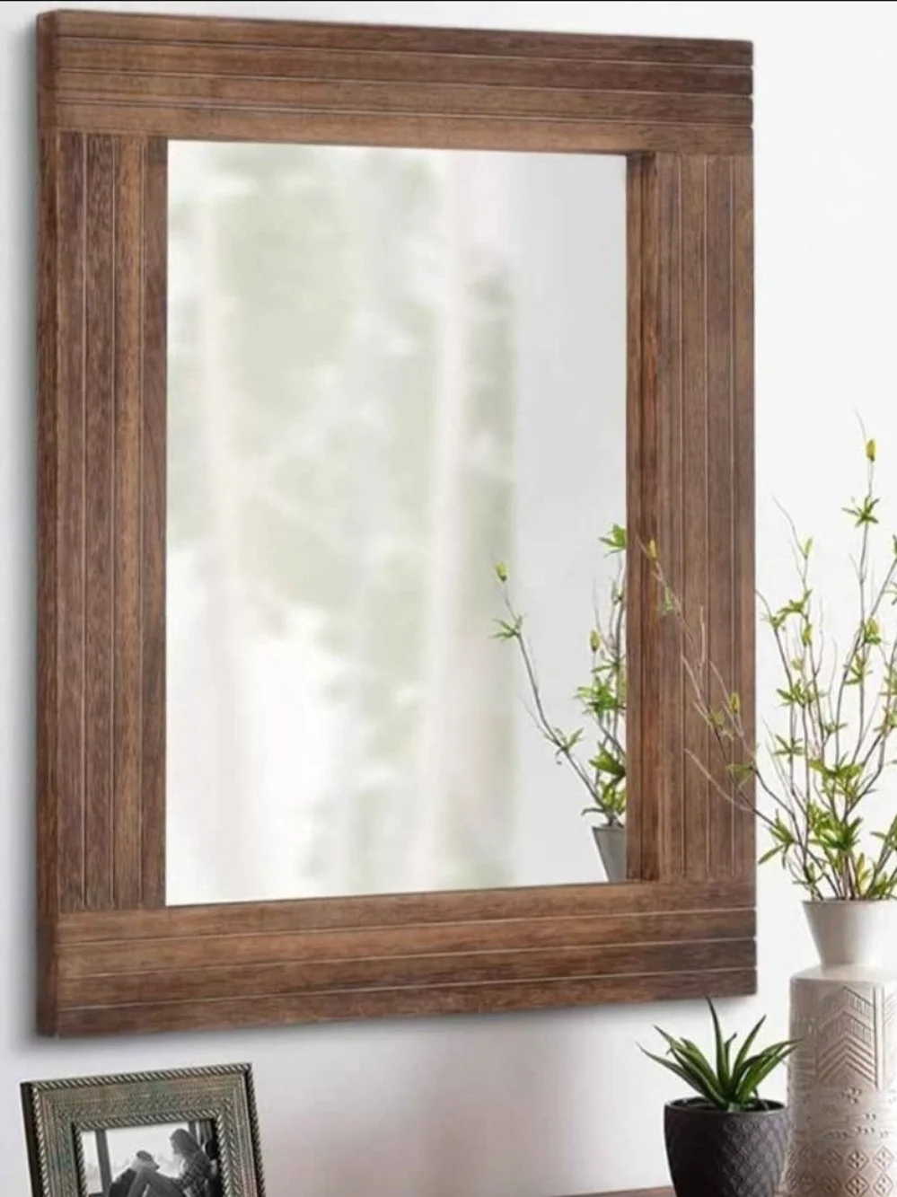 NEW IN BOX! Rustic Mirror Wooden Rectangular Farmhouses Mirror 26x1 8